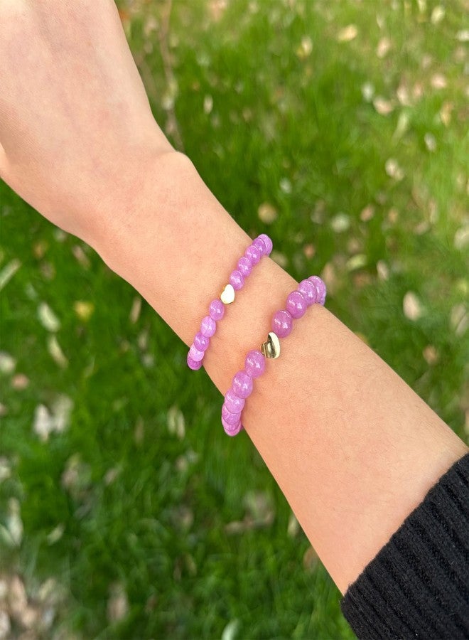 DOLLESS Mother Daughter Bracelets for Women Matching Heart Mommy and Me Bracelets Christmas Gifts for Mom Daughter (Purple) - Image 3